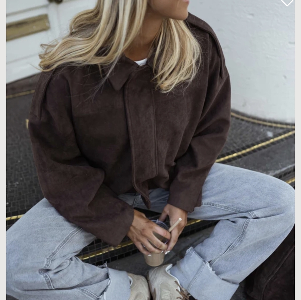 Easy Clothes Suede Chocolate Vegan Suede Lined Jacket Nwt S-M/M-L - Picture 5 of 8